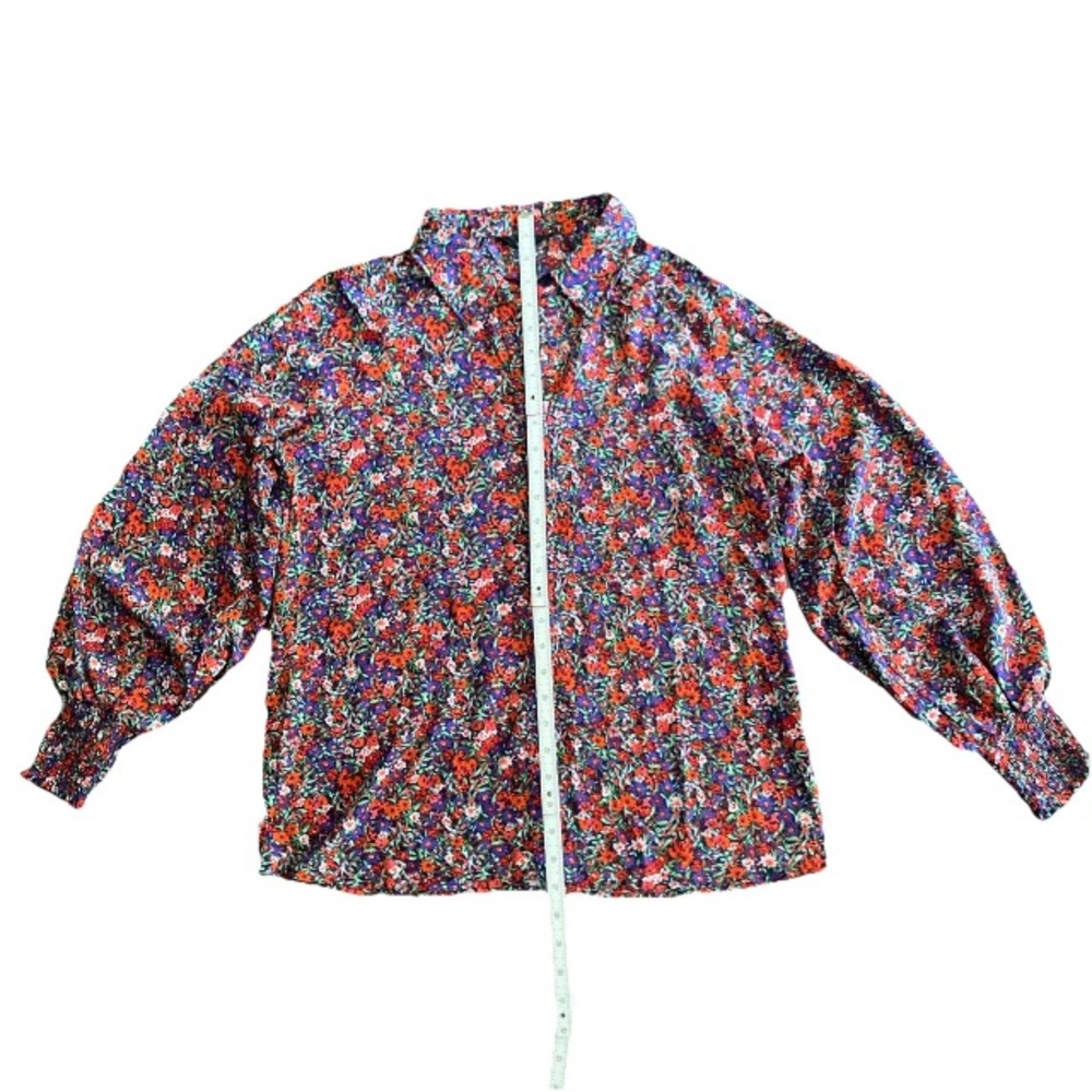 Dokotoo Women’s Floral Balloon Sleeve Button Down Blouse Top Shirt Casual Office - Picture 12 of 15